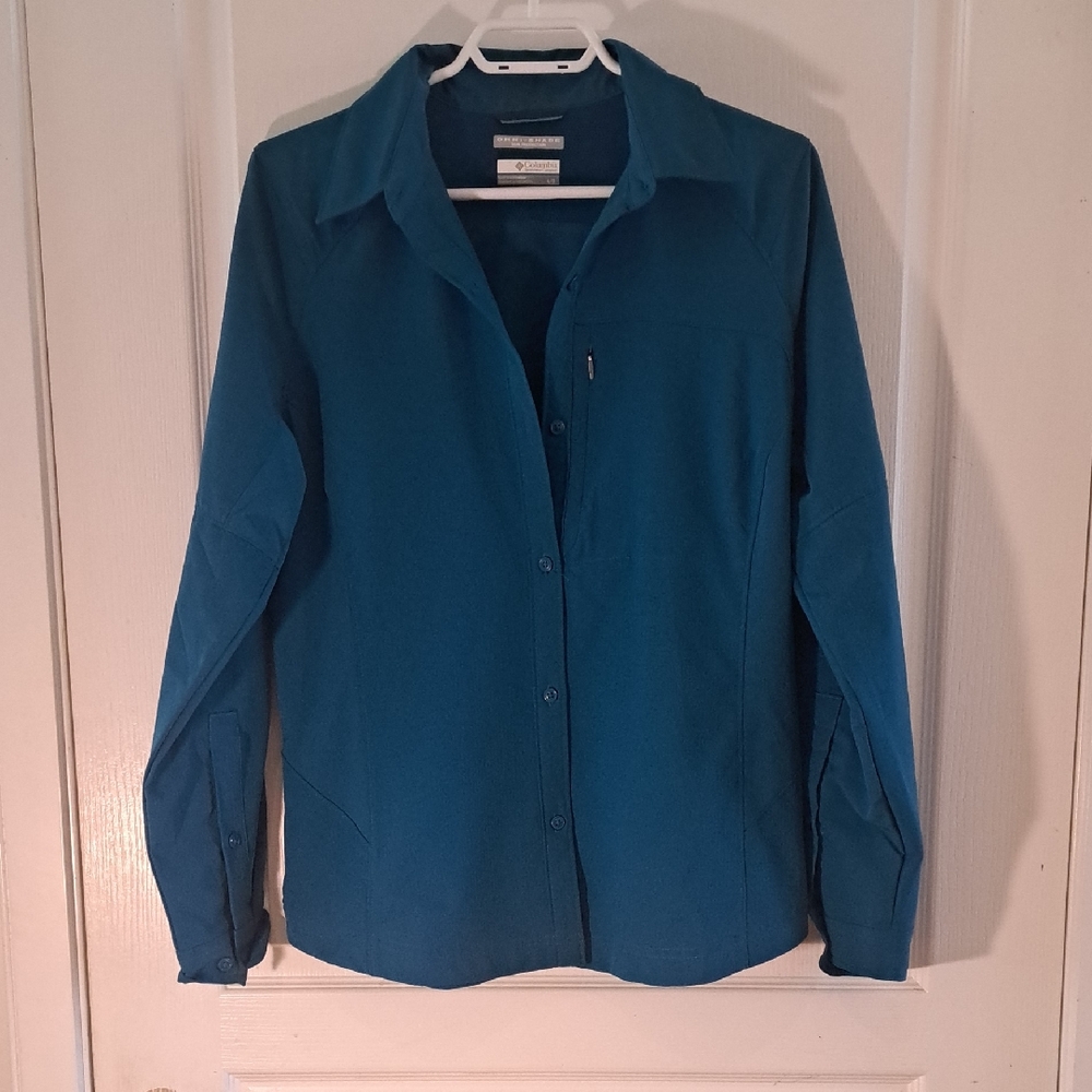 Columbia Teal Blue Long-Sleeve Button-Down Shirt
